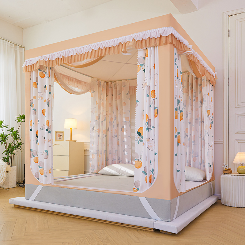 遮光蚊帐双层布帘一体式防防摔全封闭公H主风床幔1.8m床蒙古包家 - 图1