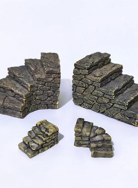 微景观覆古人造台阶、石阶、楼梯、梯子、石块、盆景假山、景观美