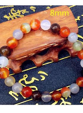 南京精品天然雨花石手錬多色玛瑙红手串原石礼盒装情侣男女玉