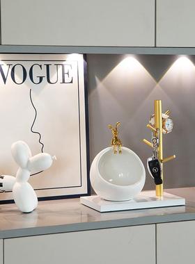 入户玄关钥匙收纳摆件轻奢兔子家居客厅门口置物装饰乔迁新居礼品