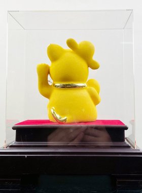 新款上市 绒沙金开运招财猫招财摆件 创意商务开业收银台礼品摆件