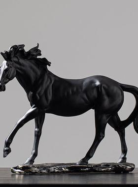 新中式轻奢家居马摆件客厅书房玄关办公博古架乔迁开业工艺品礼物