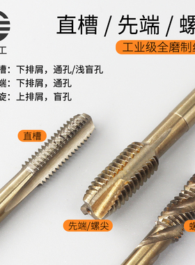 含钴机用丝锥螺旋丝攻先端螺尖攻丝直槽不锈钢攻牙钻头M3M4M5M6M8