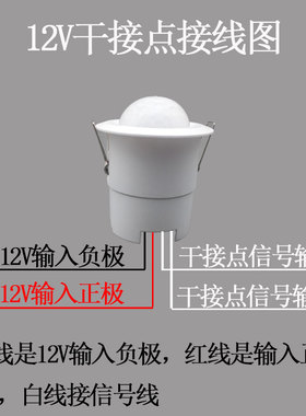 探测者智能12V红外线感应开关干接点输出讯号人体监视器可调距离2