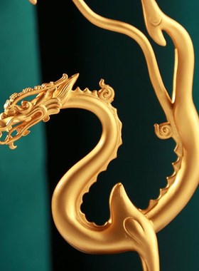 陕历博文创铜龙镀金工艺品办公桌面饰品礼盒装商务礼品