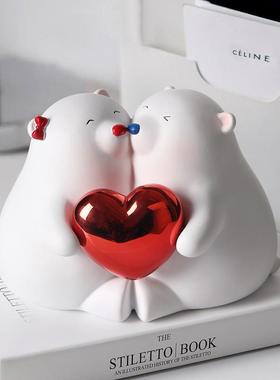 创意可爱抱抱熊书档摆件书立书架儿童桌面客厅书房酒柜家居装饰品