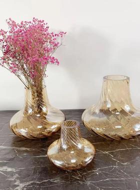 北欧简约餐桌银色玻璃花瓶装饰品售楼部样板房间茶几玄关花器