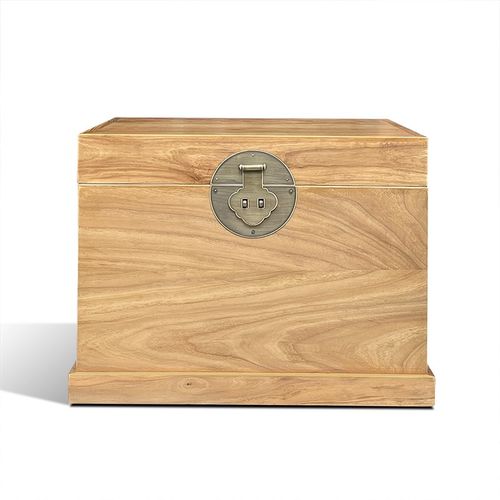 新中式榆木箱几仿古实木客厅沙发边几方箱官箱实木箱家具 - 图0