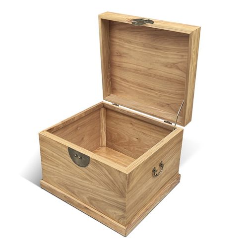 新中式榆木箱几仿古实木客厅沙发边几方箱官箱实木箱家具 - 图1