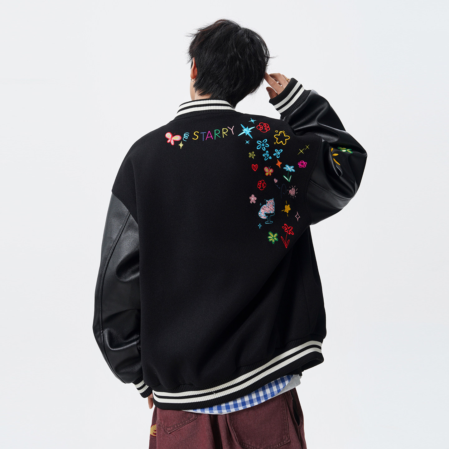 美式花卉刺绣棒球服男春秋潮牌复古情侣运动夹克重磅高街休闲外套,淘宝优惠券,粉丝福利购,淘宝优惠卷