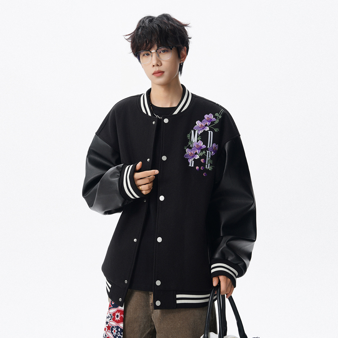 美式复古花卉刺绣夹克男春秋季高街cleanfit百搭情侣棒球服外套潮,淘宝优惠券,粉丝福利购,淘宝优惠卷
