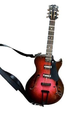 手工迷你电吉他模型装饰桌面娃娃乐器厘米木制民谣吉他电低音模型