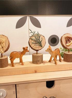 森系装饰摆饰桌面干果干燥花松果玩偶组合手工创意礼物木墩植物标