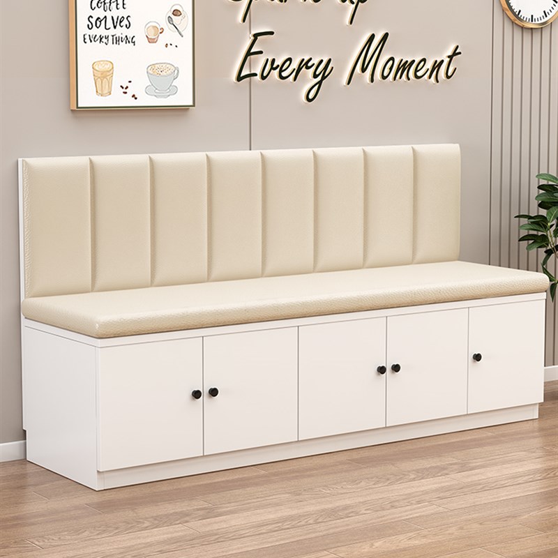 对开门卡座沙发定制奶茶店餐厅储物凳家用简约沙发凳小户型沙发椅 - 图2