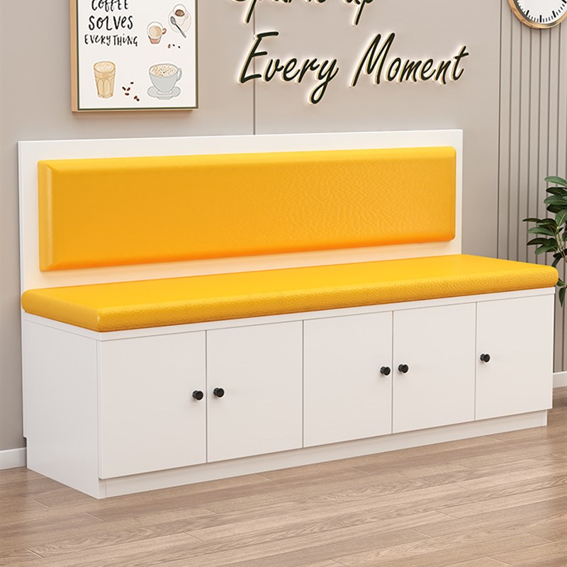 对开门卡座沙发定制奶茶店餐厅储物凳家用简约沙发凳小户型沙发椅 - 图1