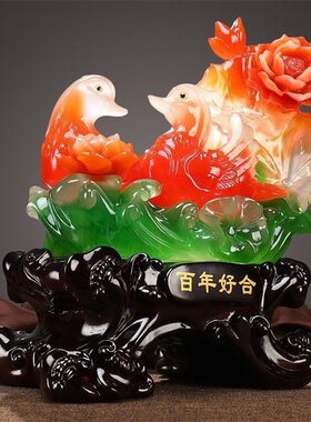 结婚礼物摆件百年好合鸳鸯一对大号创意送闺蜜新人婚房客厅装饰品
