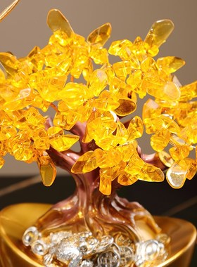 现代招财发财树福鹿摆件家居饰品客厅桌面玄关装饰乔迁新居礼品