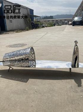 轻奢不锈钢金属小船雕塑酒店户外园林水池景观抽象艺术摆件装饰品