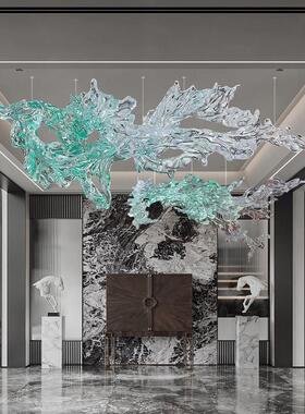 透明树脂枫叶雕塑酒店大堂售楼部会所酒楼宴会餐厅前台艺术