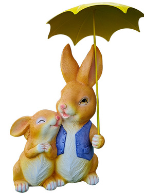 露台花园装饰庭院创意阳台布置造景小兔子摆件可爱动物摆件仿真