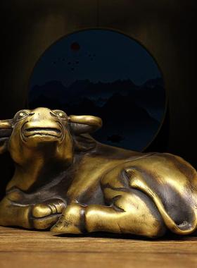 纯铜卧牛摆件彷古铜牛生肖牛大水牛一对牛家居客厅桌面装饰工艺礼