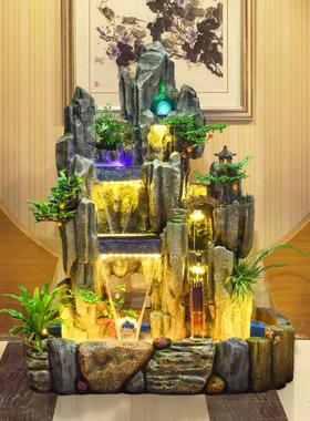 大型假山流水喷泉室内造景露台庭院鱼池装饰瀑布高山循环水景摆件