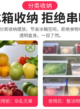 冰箱专用冷藏盒食品级收纳盒商用保鲜盒透明塑料盒子长方形储物盒