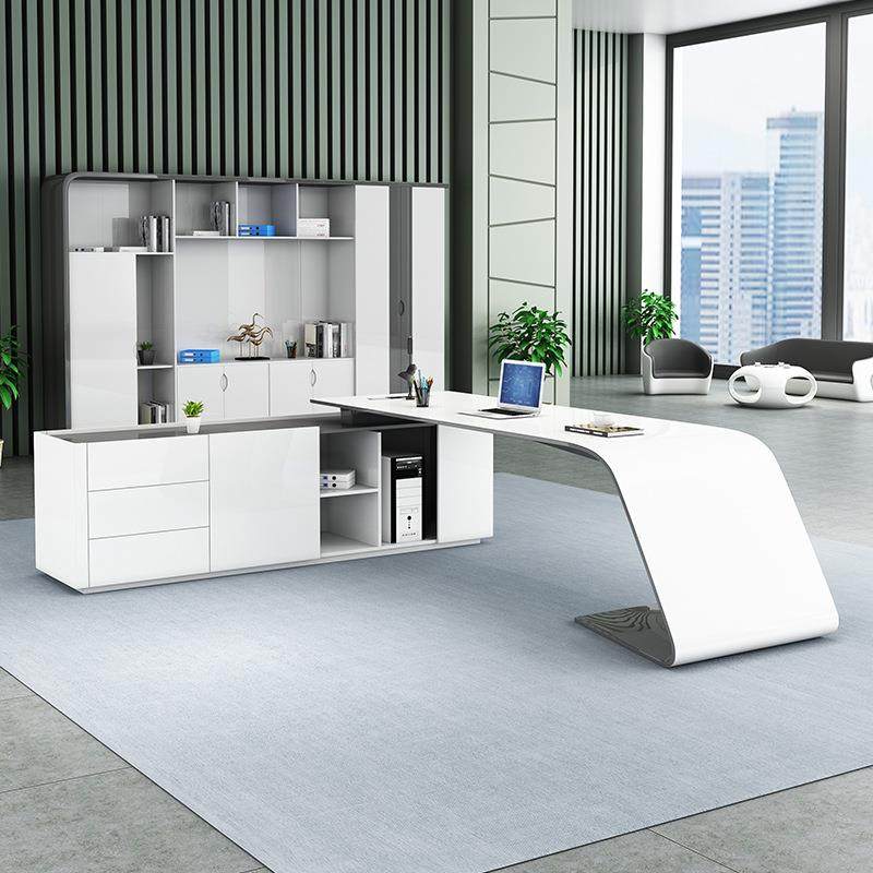 简约现代白色烤漆老板办公桌经理桌椅组合创意家用书桌时尚办公桌,淘宝优惠券,粉丝福利购,淘宝优惠卷