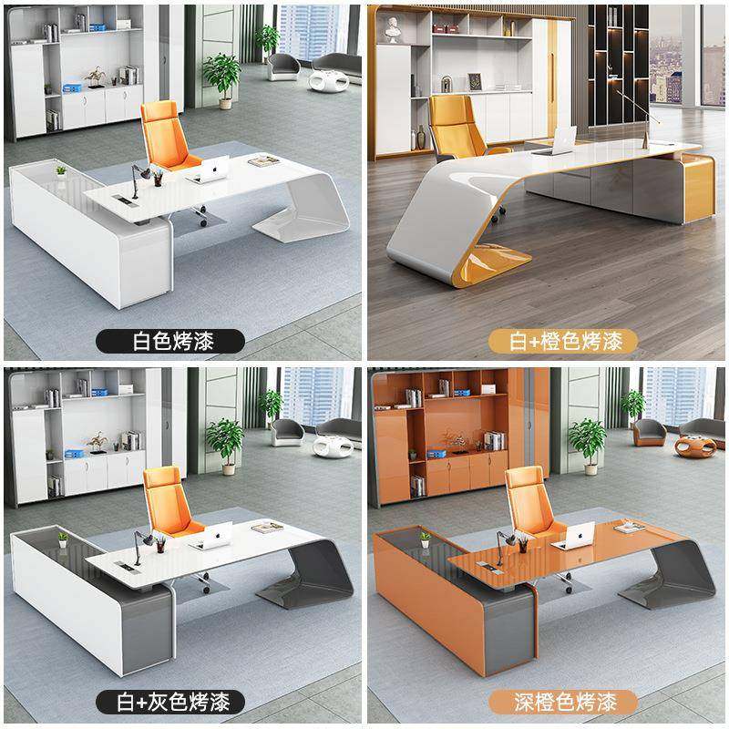 简约现代白色烤漆老板办公桌经理桌椅组合创意家用书桌时尚办公桌,淘宝优惠券,粉丝福利购,淘宝优惠卷