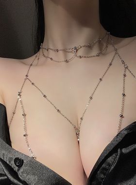 胸链身体链比基尼bikini锁骨链性感挂链装饰项链女配饰欧美潮链条