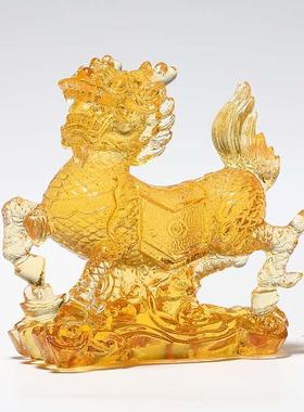 麒麟摆件一对琉璃家居客厅高档中式装饰品招财纳福乔迁新居礼物
