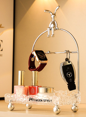 现代简约兔子压克力n玄关收纳摆件钥匙首饰入户进门桌面家居装饰