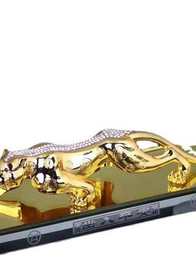 金钱豹汽车摆件老虎金属镶钻创意车饰合金钱币豹车用车载饰品男士