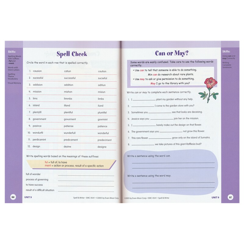 【自营】Evan Moor Skill Sharpeners Spell and Write Prek-G6 美国学龄前幼儿园小学 技能铅笔刀系列 英语拼写练习册 英文原版