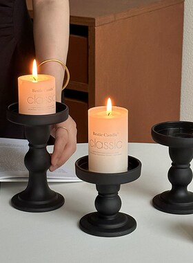 玻璃罗马柱烛台客厅餐桌桌面摆件香薰蜡烛台座家用拍照道具装饰品