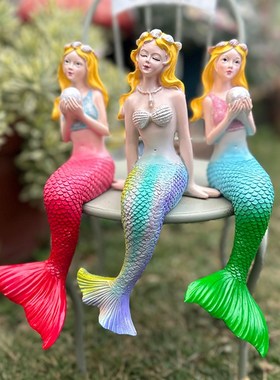 户外美人鱼树脂摆件花园花盆台面装饰布置鱼池鱼缸庭院微景观造景