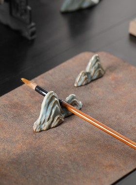 假山摆件新中式桌面笔架微景观水族鱼缸造景创S意玄关茶桌装饰品