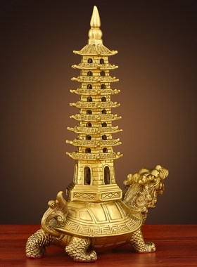 纯铜龙龟摆件龙头龟全铜r九层文昌塔家居客厅书房书桌装饰工艺礼