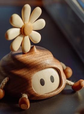 原创搞怪好运礼物礼品奋斗花狗屎运实木桌面摆件汽车饰品送男友