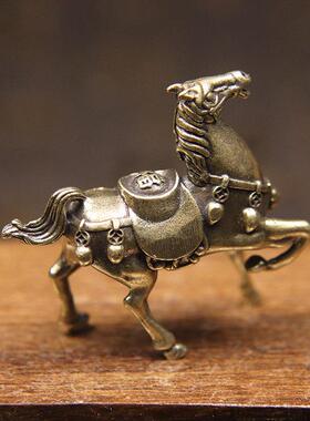 纯铜福马桌面小饰品纯铜覆古立即丰富生肖马茶桌茶宠物马成功