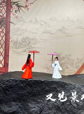 撑伞美女——13树脂人物微景观精美摆件奇石沙盘假山置景装饰造景