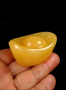 天然玉石黄色金元宝摆件客厅办公室风水镇宅元宝玄关开业乔迁礼品