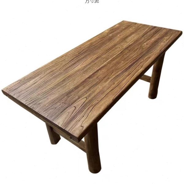 老榆木桌子实木板复古茶桌茶台长条餐桌家用原木桌面吧台长桌书桌 - 图3