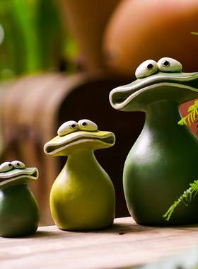 卡通可爱大嘴蛙花盆装饰品摆件青蛙动物创意童趣桌面花园杂货礼物