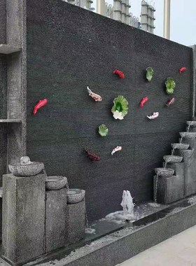 石材水幕墙流水墙屏风假山户外景观喷泉摆件室外庭院鱼池造景布置