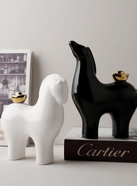 贝汉美马上有钱陶瓷摆件客厅酒柜电视柜办公室装饰品乔迁新居礼品