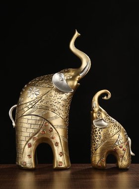 北欧大象树脂工艺品家居装饰品摆设 酒柜摆件结婚礼物母子象摆件