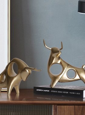 北欧创意牛摆件家居客厅电视柜酒柜装饰品艺术工艺品抽象动物摆设