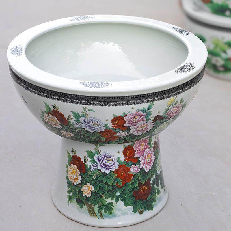 景德镇陶瓷鱼缸落地立柱式客厅大号吸水石盆乌龟缸睡莲碗莲盆庭院,淘宝优惠券,粉丝福利购,淘宝优惠卷