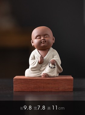 新中式禅意小沙弥和尚人物工艺品摆件创意家居客厅博X古架桌面装